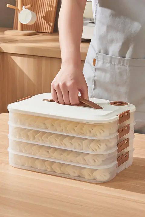 食品グレードの多層冷凍餃子収納ボックス【便利な保鮮機能】