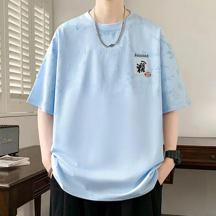 涼感通気性抜群のメンズ半袖Tシャツ【ゆったりシルエット・プリントデザイン】