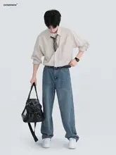 長袖シャツ メンズ 綿100% ストライプ ルーズ カジュアル   着回し 春秋