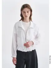 リネン100% 超薄手フリル付き調節可能な裾 女子用羽織り【物理的UVカット】