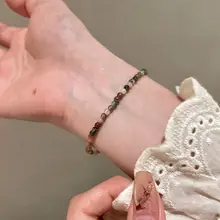 天然小碧玺石の原手链【女性用・重ね付け対応・繊細なビーズアクセサリー】