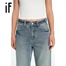 トルコ製デニムの淡い青色高品質ノンストレッチローライズストレートジーンズ