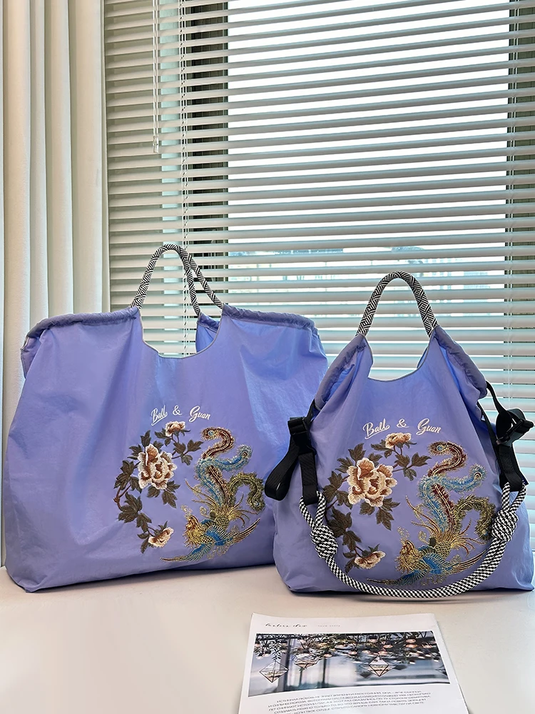 刺繍入りフェニックスデザインのエコバッグ【キャンバス素材・ショッピング・通勤用】