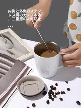 保温マグカップ【蓋とスプーン付き・二重構造・オフィス用・男女兼用】