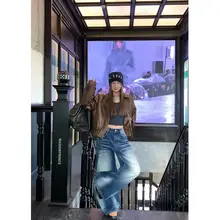 ffcheer バイクジャケット【ブラウン・レトロデザイン・ショート丈】