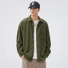 春秋用 メンズ長袖シャツ【無地・アメリカンスタイル・カジュアル】