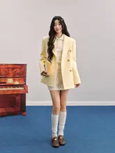 ウール混紡 ダブルブレストコート【女性用・  ゆったりデザイン・正肩】