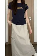大きいサイズ アメリカンヴィンテージ風 速乾工装スカート【カジュアル・小柄対応・半身裙】