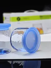 防湿機能付き 青色ガラス製の蓋付き収納容器【多用途・スタッキング可能】
