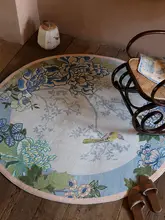 丸型フロアマット【洗える・フワフワ素材・レトロフレンチスタイル・無ホルムアルデヒド】
