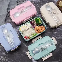 小麦ストロー製分格ランチボックス【保温・学生向け・成人用・ふた付き・電子レンジ対応】