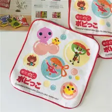 可愛いカートゥーンデザインの子供用ハンカチ【純綿・掛け紐付き】