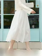 リボン付きのサマーロングスカート【ウエストゴム・体型カバー・カジュアル】