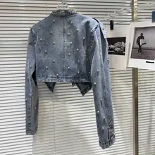 花柄ネクタイ付きデニムジャケット【スタッズ付き・短丈・ショートスカート（セットアップ対応）】