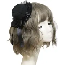 ロリータ風 ヴィンテージゴシックデザインの黒いバラ小帽子