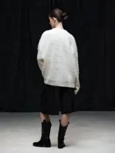 立体V形編みのバルーンシルエットニット【極上の柔らかさ・純白】