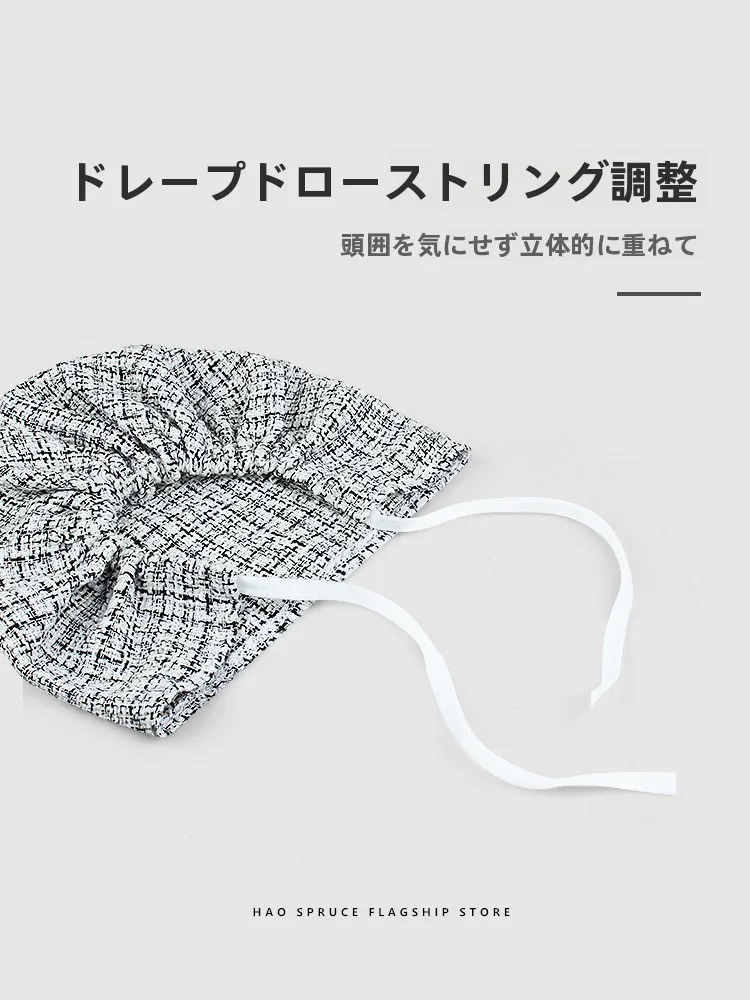 チェック柄デザインのフード付きキャップ：春秋用スタイリッシュなユニセックススタイル
