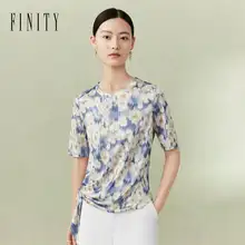 デザイン性のあるタイダイ染めのラウンドネックTシャツ【短袖・不規則デザイン・ひも付き】