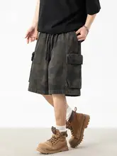 アメリカンカモフラージュ多ポケット作業用ショートパンツ【メンズ・夏用・カジュアル】（セットアップ対応）