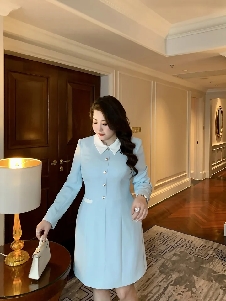 ドレス 大きいサイズ 女性 秋向け フレンチシャンファッション 高級デザイン