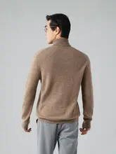 極上の柔らかさのカシミヤニットセーター【メンズ・折り返し高めのネック・厚手】