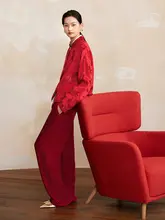 新中式デザイン 切り替えフラワー柄コート【立ち襟・金属ボタン付き・春用】