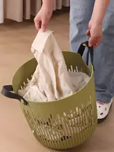 家庭用 洗濯物収納バスケット【ラージサイズ・穴あきプラスチック製・バスルーム用】