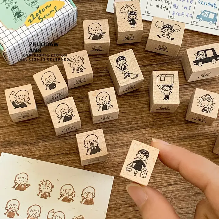 木製スタンプ【表情デザイン・メープル材使用】