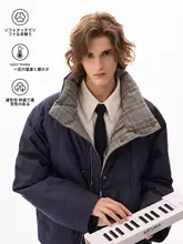 冬季用 チェック柄フード付きパーカージャケット【厚手・保温効果・メンズ】