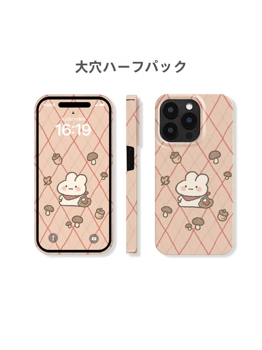 可愛いシマエナガイラストのウサギスマホケース：小清新デザインで日常を彩る