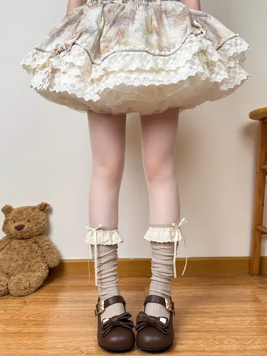 ふくらはぎソックス レディース ロリータ アンティークドール レース リボン 春 秋
