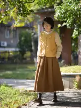 秋用 文芸スタイルのサテンフレアスカート【ウエストゴム・中長丈・厚手】