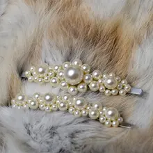 パール付きヘアクリップ【レトロエレガント・前髪用】