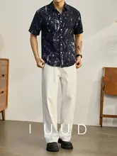半袖シャツ メンズ ぼかし 総柄 テンセル クール カジュアル アメリカン風 夏「LUUD」