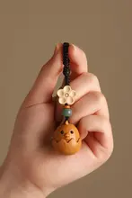 檀木製 ひよこ型 キーホルダー【男女兼用・卵殻デザイン・携帯ストラップ】