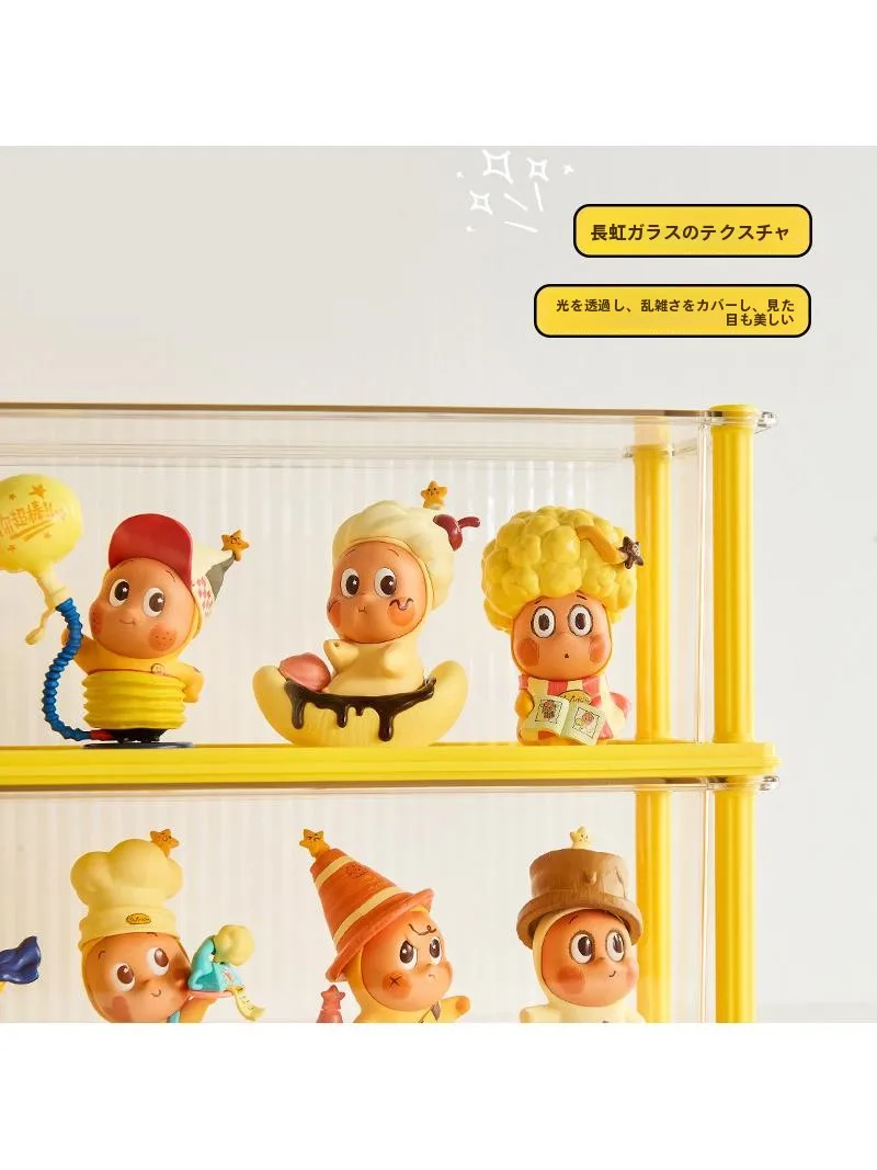透明アクリル製コレクションケース：防塵・キャラクター展示用の3層収納を実現