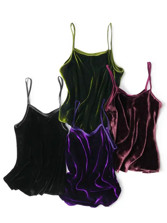 シルクベルベット無地キャミソール【スーツインナー・秋用・気品あるスタイル】