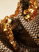 重厚感のある羊毛ツイードコート【クリスタルビジュー付き・デザイン性抜群】（セットアップ対応）