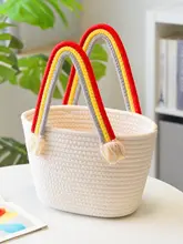 ハンドメイドカラーバケツバッグ【収納用・コットン糸製・ピクニック用】