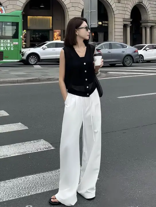 夏用ゆったりストレッチ クロップドワイドパンツ【ウエスト調整可能・フィット】