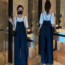 デニムサロペット【春秋用・ゆったりシルエット・おしゃれなデザイン・カジュアル】（セットアップ対応）