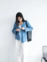 夏用シンプルデザイン深色UVカットテンセルデニムシャツ【ウォッシュ加工・ゆったりフィット・カジュアルアウター】