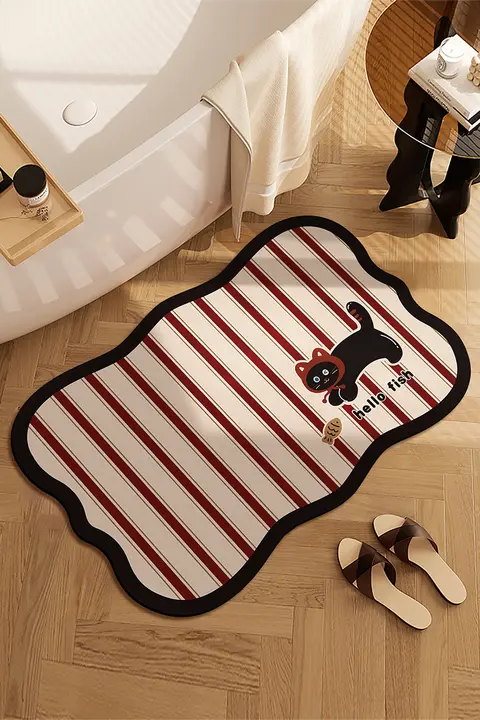 カラフルデザインの吸水防滑バスマット【速乾・スリムデザイン】