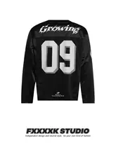 長袖Tシャツ トップス ユニセックス メッシュ 速乾 ナンバリング ジャージ風 ストリート アメリカン風 「FXK」
