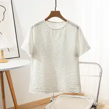 高級感ある桑蚕絲素材の短袖Tシャツ【夏用・ストーンテクスチャー】
