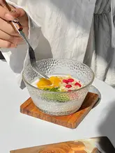 ハンスタイルのくしゅくしゅデザイ  ンガラスボウル【デザート・朝食用・オートミール・フルーツサラダ・アイスクリーム・燕の巣用】