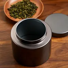 大容量 金属製茶葉缶【密封タイプ・家庭用・ダークカラー】