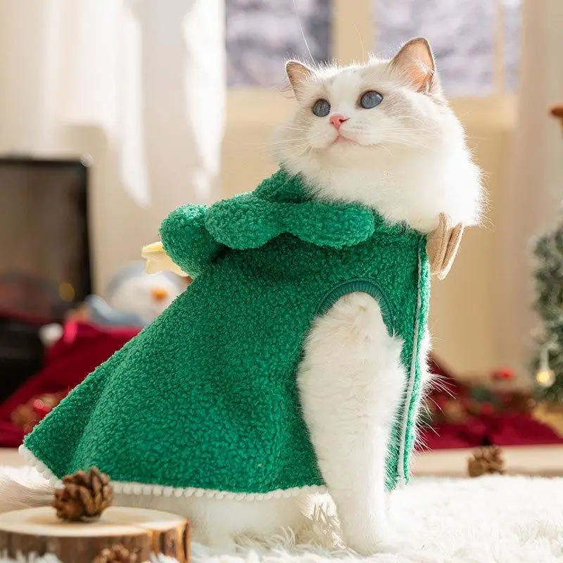 犬猫用秋冬クリスマス対応保温ファッションマント：厚手トナカイ柄フード付きの実用性と選び方