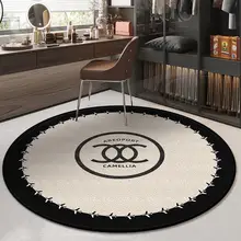 おしゃれな円形ラグ【リビング用・滑り止め付き・洗える・カット可能・化粧椅子のマット】
（セットアップ対応）