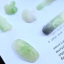 天然翠青の吊り下げペンダント【竹節・イチョウ葉デザイン・ハスの花モチーフ・三色】